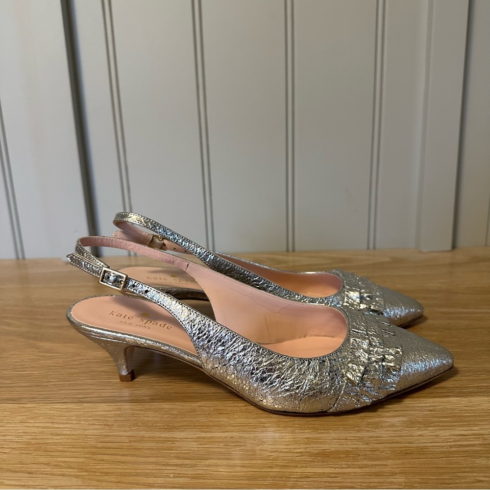 Kate Spade Oliene Silver Slingback Heels - Picture 10 of 16